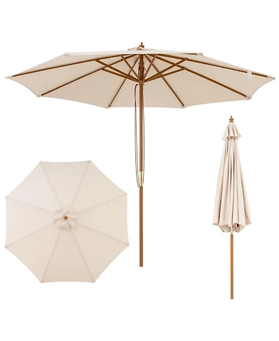 Slickblue Patio Umbrella Outdoor Table Market with 8 Sturdy Bamboo Ribs