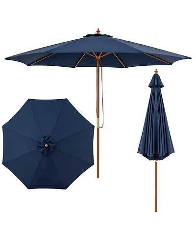 Slickblue Patio Umbrella Outdoor Table Market Umbrella with 8 Sturdy Bamboo Ribs