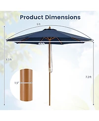Slickblue Patio Umbrella Outdoor Table Market Umbrella with 8 Sturdy Bamboo Ribs