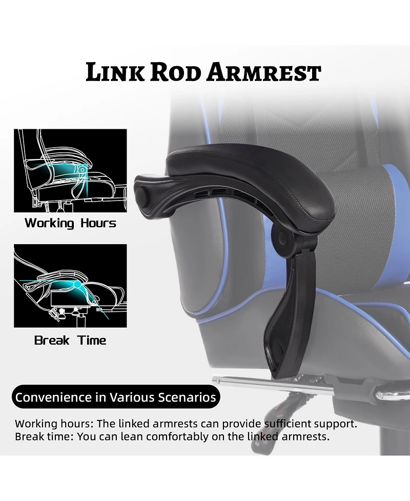 flynama Massage Gaming Chair with Footrest,Pu Ergonomic E-Sports Chair