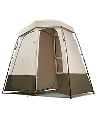 Gouun 2-Room Foldable Camping Shower and Privacy Tent with Upf 50