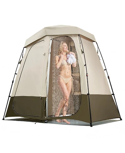Gouun 2-Room Foldable Camping Shower and Privacy Tent with Upf 50