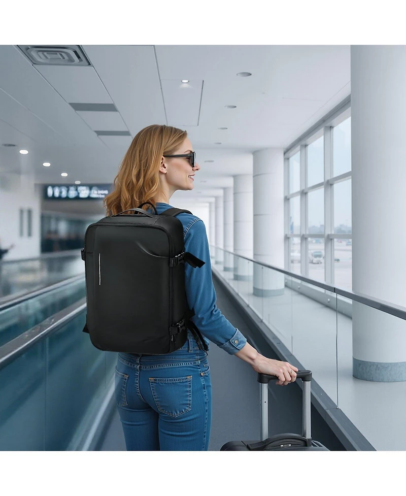 Mecale 35L Vacuum Seal Compression Travel Backpack with Air Pump, Water-Resistant Carry-On Luggage, Personal Item Bag