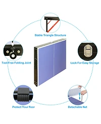 Rainsken 4.5FT Tennis Table, Foldable and Portable Ping Pong Table Set with Net and 2 Ping Pong Paddles for Indoor Outdoor Game