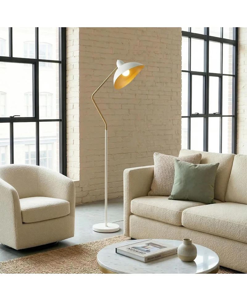 Swoop Led Reading Floor Lamp with Adjustable Head and Gold Accent (69")