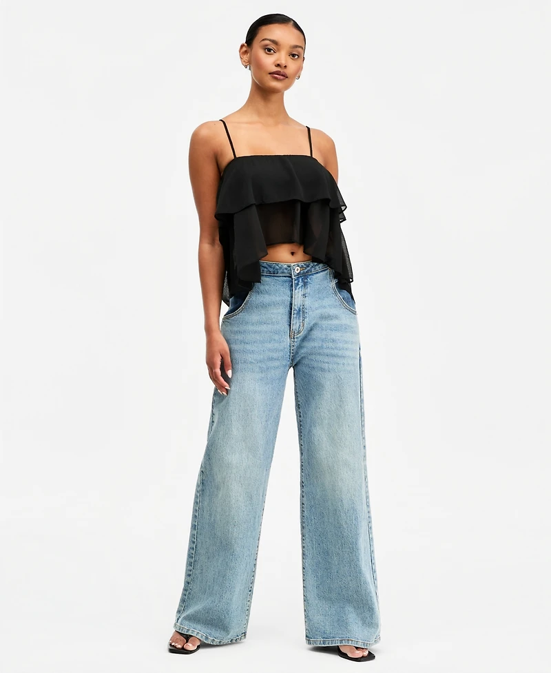 Bar Iii Women's High-Low Hem Tiered Chiffon Tank Top, Macy's Exclusive