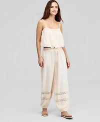 And Now This Women's Cotton Crochet-Trim Bubble-Hem Top, Macy's Exclusive
