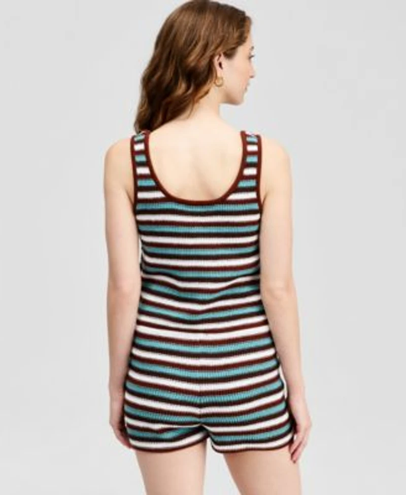 Now This Womens Crochet Striped Tank Top Shorts Macys Exclusive