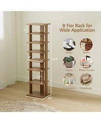 Sugift 7-Tiers Vertical Wooden Space Saving Shoe Rack for Front Door