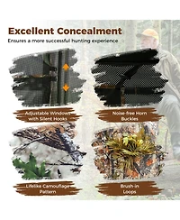Sugift 2-6 Person Side-by-Side Hunting Blinds Double One-way See-through Ground Blinds