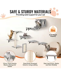 Cozito Wall Mounted Cat Shelves 6 Piece Hammock Perch Sisal