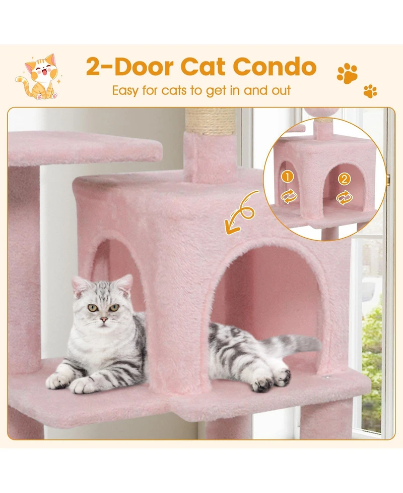Cozito Cat Tower 44 in Multi-Level with 2-Door Condo and Top Perch
