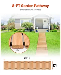 Sugift Wooden Garden Pathway, 8 x 17 , Non-Slip Cedar Outdoor Walkway for Garden