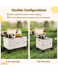 Sugift Large Foldable Utility Cart with 2-Tier Storage Crates and Telescoping Handle