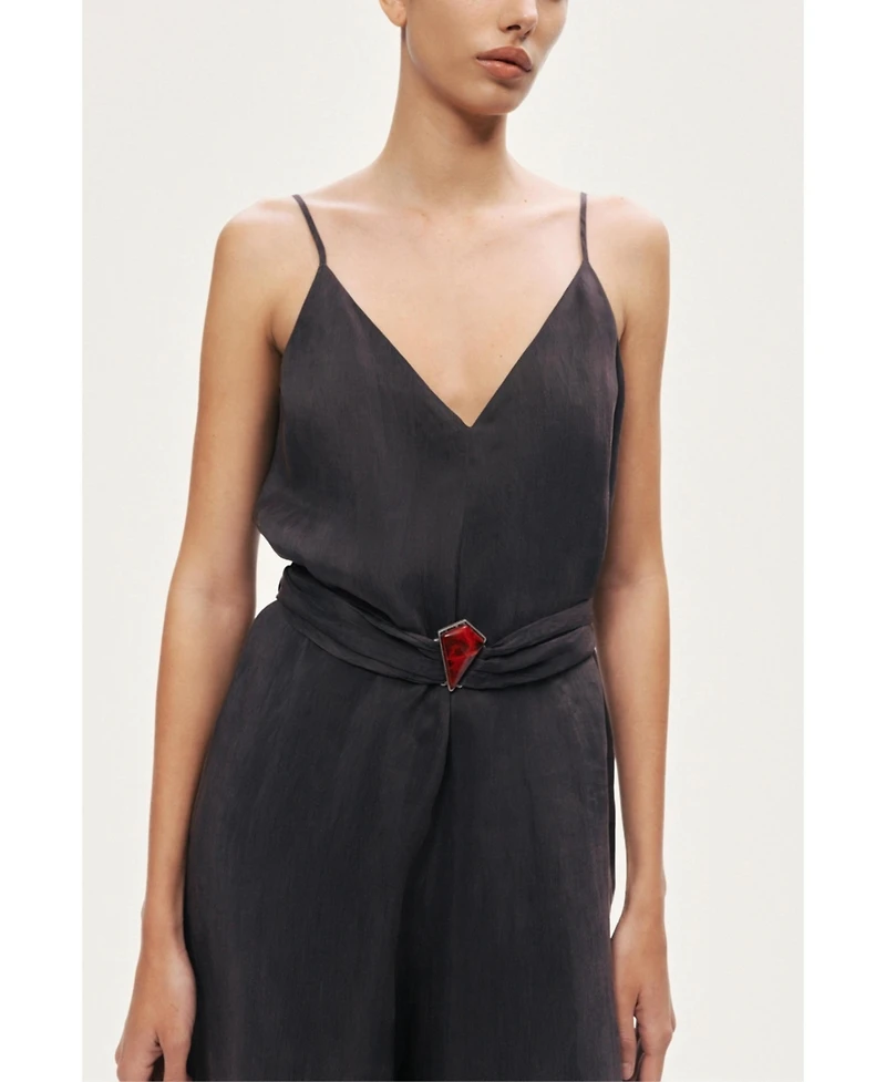 Nocturne Women's V-Neck Spaghetti Strap Jumpsuit