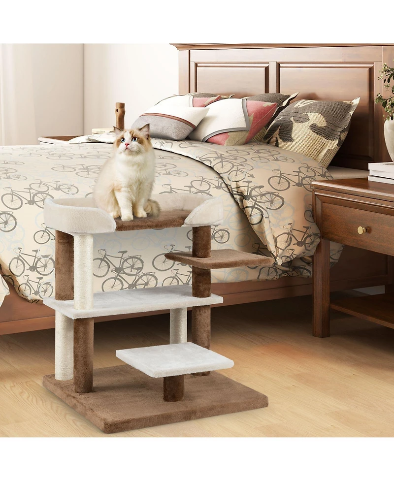 Cozito Cat Tree 28 inch 2-in-1 Pet Steps with Sisal Posts and Platforms