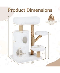 Cozito Cat Tree 30.5 in Modern with Real Wood Branches and Condo