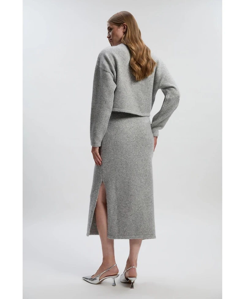 Karen Millen Women's Wool Embellished Pencil Midi Skirt