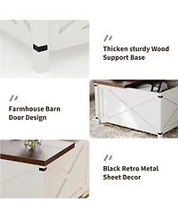 gaomon Farmhouse Coffee Table with Lift Top, 31.5 Inch Square Rustic Cocktail Table with Storage, x-Shaped Design and Industrial Metal Accents