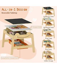 Sugift 5-in-1 Toddler Table and 2 Chairs Cute Art Desk Set with Reversible Chalkboard