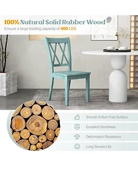 Sugift Set of 2 Cross Back Rubber Wood Dining Chairs