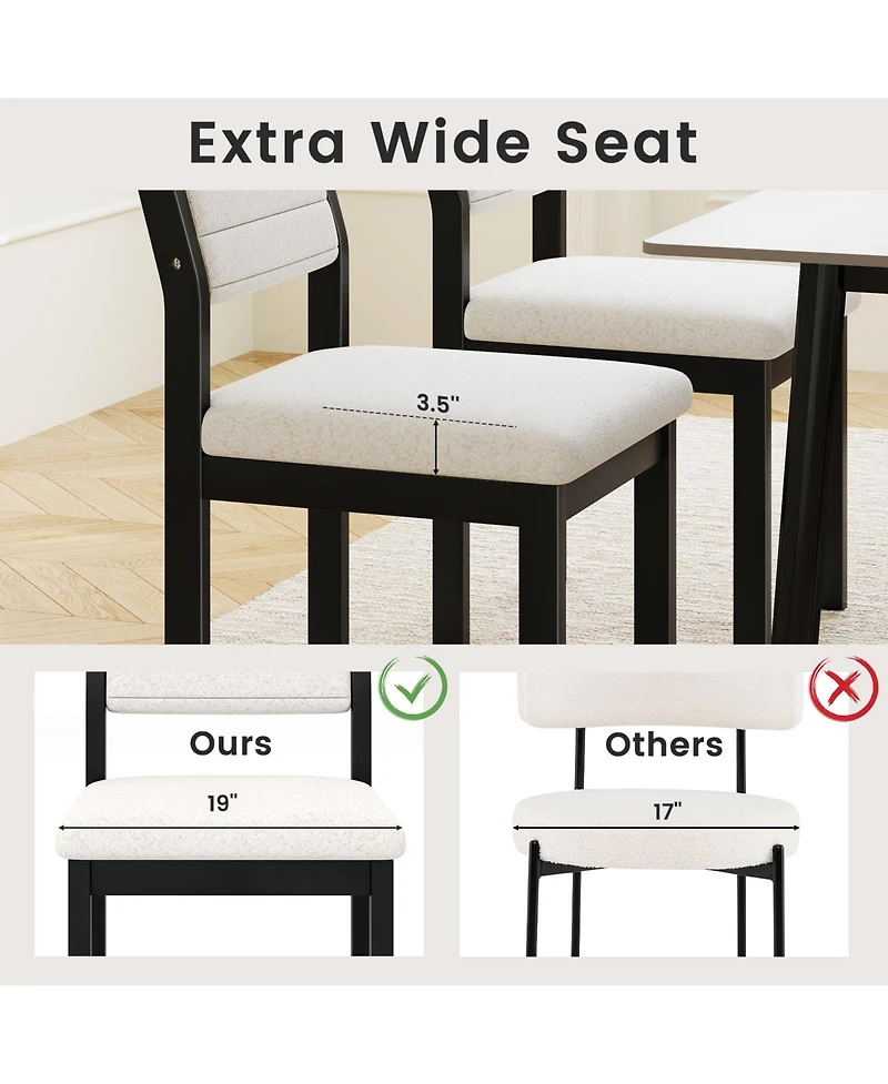 Sugift Set of 2 Dining Chairs Sherpa Upholstered Armless Chair with Wood Frame