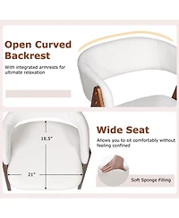 Sugift Wooden Dining Chair Set of 2 Mid-Century Modern Sherpa Upholstered Kitchen Dining Room Chairs