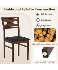 Sugift Wooden Dining Chair Set of 2 with Pu Leather Padded Seat and Rubber Wood Frame