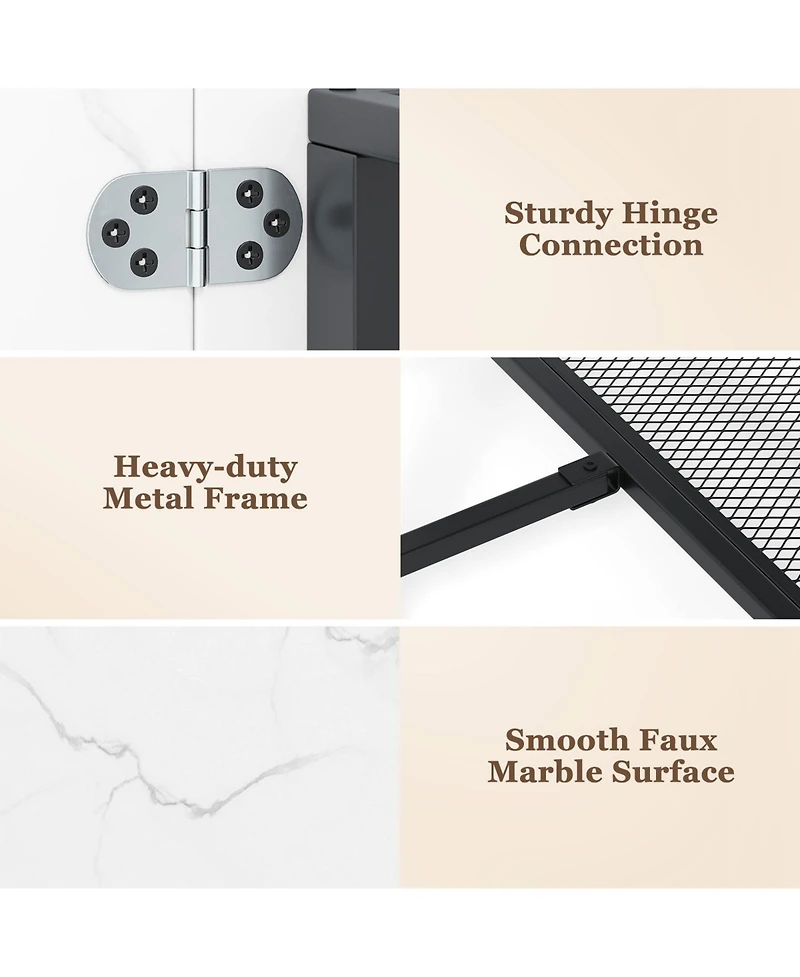 Sugift Folding Round Dining Table with Lockable Wheels