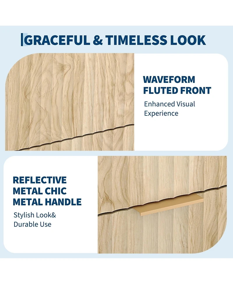 gaomon Bedroom 3-Drawer Nightstand, 31.5 inch Wood Bedside Table with Fluted Front.