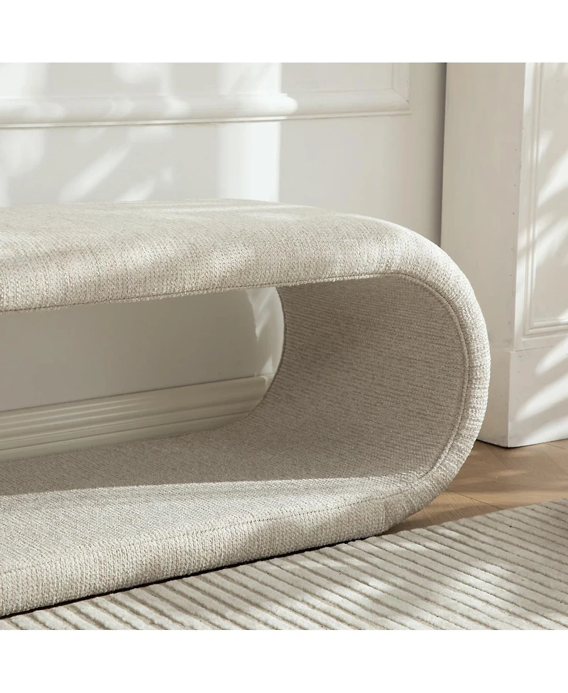 Streamdale Furniture Chenille Upholstered Bench with Iron Frame