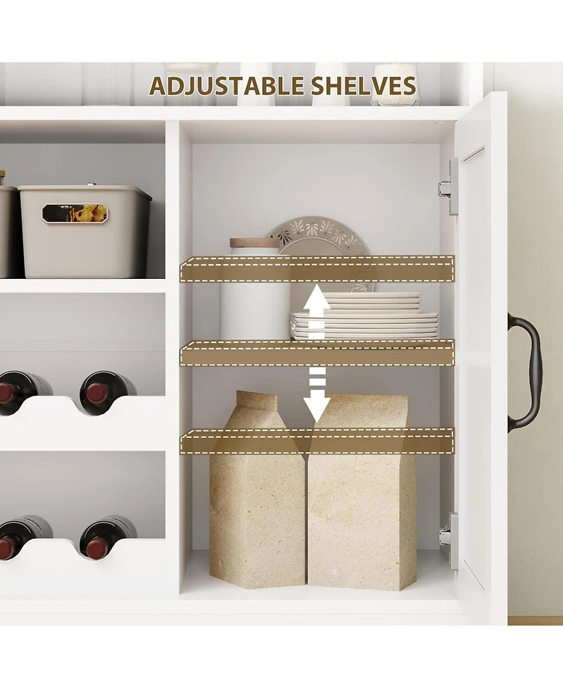 gaomon 47-Inch Buffet Sideboard Cabinet with Power Outlets, Wine Rack and Goblet Holders