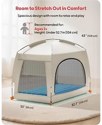 Qpau Inflatable Toddler Travel Bed with Tent - Lightweight Blow Up Kids Air Mattress with Hand Pump - Indoor and Outdoor Portable Sleeping Solution