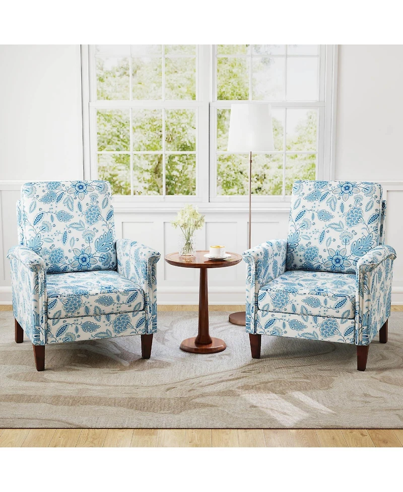 Gouun Floral Farmhouse Boho Accent Chair with Solid Wood Legs