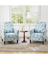 Gouun Floral Farmhouse Boho Accent Chair with Solid Wood Legs