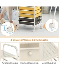 Sugift 10 Drawer Rolling Storage Cart Organizer with 4 Universal Casters