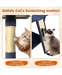 Cozito Cat Tree 65 inch with 3 Plush Perches and 2 Condos
