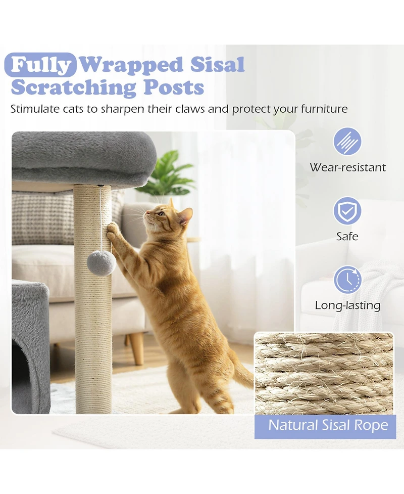 Cozito Cat Tree 19.5 inch Small with Large Padded Plush Perch