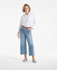 Lands' End Women's Recover Denim High Rise Wide Leg Crop Jeans