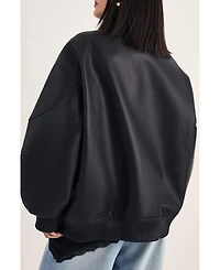 Nasty Gal Women's Longline Faux Leather Bomber Jacket