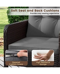 Gouun 3-Piece Compact Pe Wicker Patio Set with Cushions for Porch and Balcony