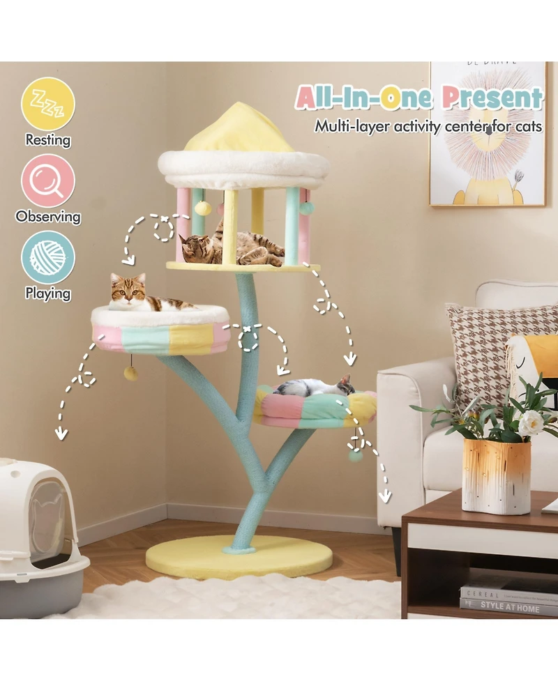 Cozito Cat Tree Multi-Layer with 2 Removable Perches and Posts