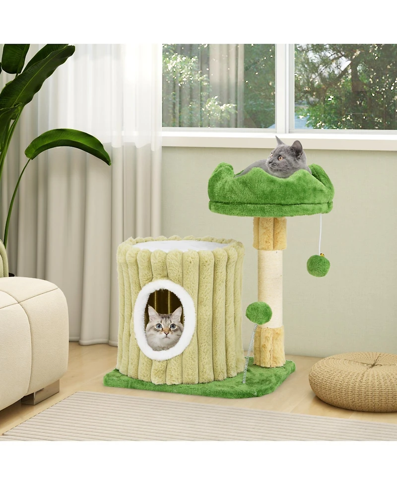 Cozito Cat Tree Cute Flower Shape with Sisal Scratch Posts Ball