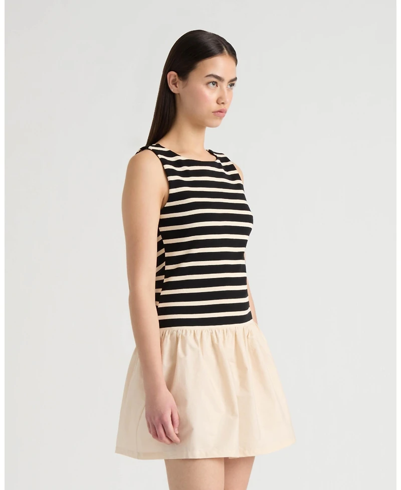 Nvlt Women's Twofer Dress with Ruffled Poplin Skirt