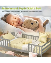 Sugift Twin Daybed with Fence and 2 Drawers Kids Bed for Boys and Girls