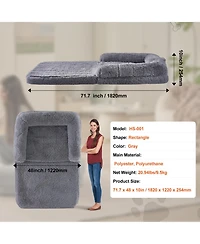 Cozito Human Dog Bed 72x48x10 in Washable Pv Velvet Foam Cover