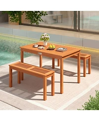 Gouun Rectangular Patio Dining Table for 4-6 with Slatted Top