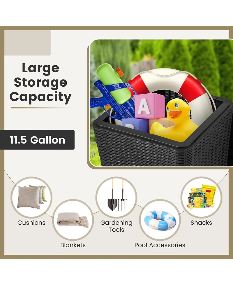 Sugift Outdoor Resin Storage Side Table with Removable Lid