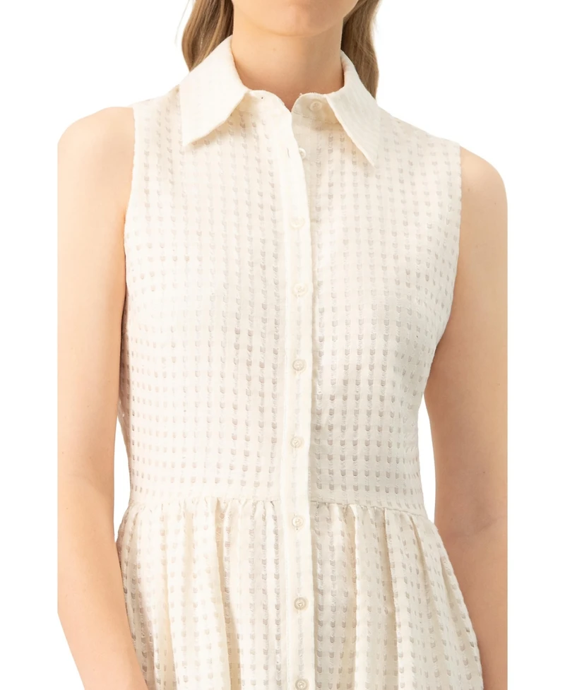 Ivonne Women's Button-Up Sleeveless A-Line Knit Dress