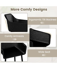 Sugift Modern Plastic Dining Chairs Set of 2 Kitchen Armchairs with Breathable Mesh Backres